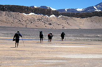 Wading through the Laguna Verde inlet - from our 2003 expedition.