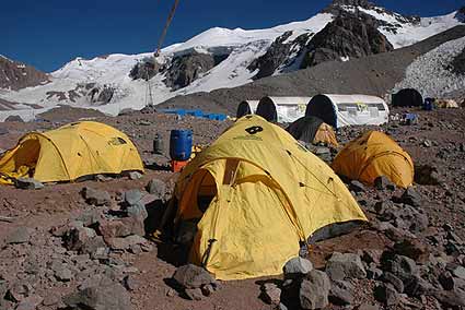 Berg Adventures base camp at Plaza de Mulas