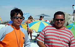 Juancho and Oswaldo enjoy the beach in Bahia Inglesa
