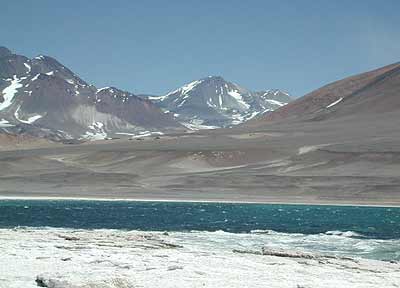 Ojos del Salado as seen from Laguna Verde