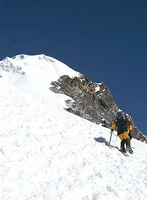 Approaching the summit of Lobuche