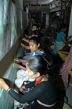 Making beautiful carpets at Tsering’s family’s carpet factory