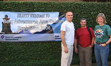 Peter, George and Karen in Kathmandu at the beginning of their adventure