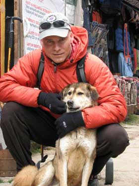 Peter makes a new four-legged friend in Namche