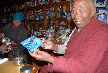 The team spent time with Lama Geshi before trekking to Pheriche