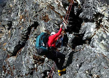 Working on ascending fixed lines from Lobuche Base Camp