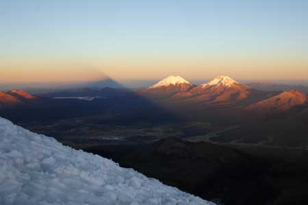 Shadow of Sajama in the early morning light