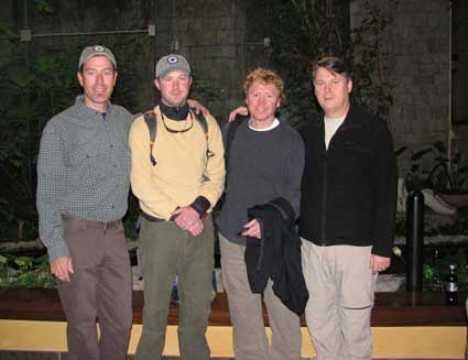 John Freeman with his team leaving the hotel for the climb