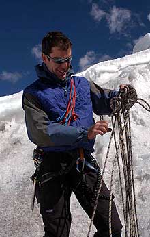 John showing the team climbing techniques