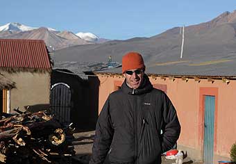 John at our hotel in the Village of Sajama getting ready for our new next goal: the highest peak in Bolivia