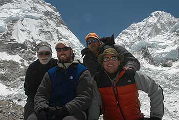 Members of our team together and happy at Everest base camp