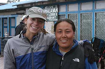 Shelley and Mingma Yangziz, one of the many new friends she made during this trip