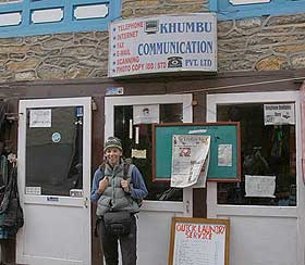 Shelley is finally visiting the Khumbu lodge Internet Place