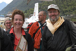 Waiting to board the plane for the flight back to Kathmandu