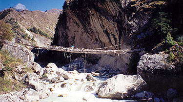 Suspension bridge over the Dudh Kosi River