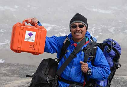 Ang Temba, the BAI director of operations in Nepal always prepared with our first-aid kit in hand