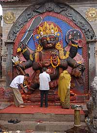 We saw people out doing devotions at Durbar Square - the old part of Kathmandu