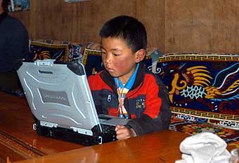 Little Lakpa from Thame fascinated with electronics