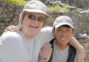 Roger with BAI guide Pemba just outside of Lukla