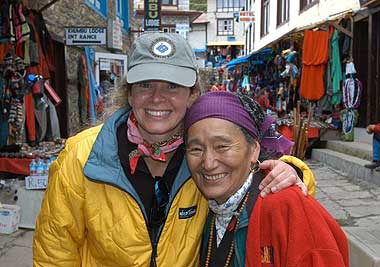 Leila and a friend in Namche