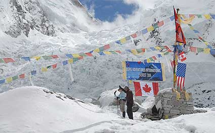 Libby and Min take a stroll through Base Camp