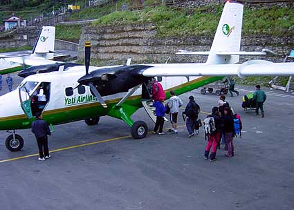 Boarding the plane heading for Kathmandu