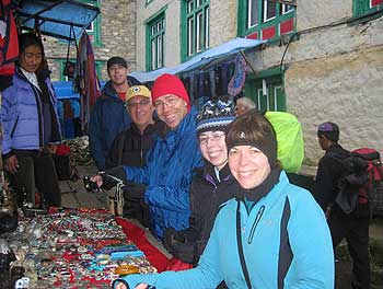 The group enjoys a day of shopping in Namche