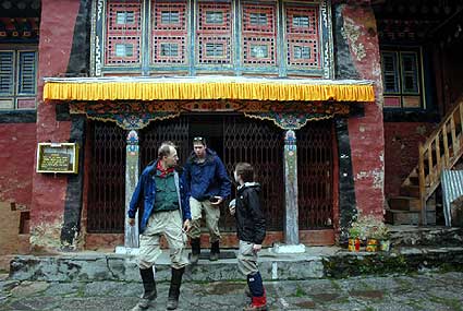 Steve, Matt and Libby leaving the Monastery