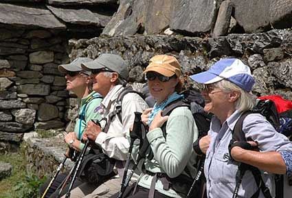 Sally, Catharine, Wendy and Linda take a break on the trail