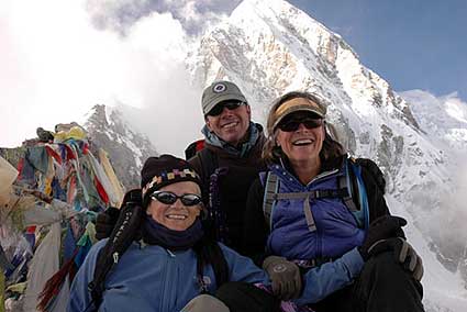 Chuck, Sally and Wendy on the summit of Kala Patar