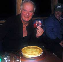 Roger comemorating his success in kala patar with an apple pie made especially for the occasion