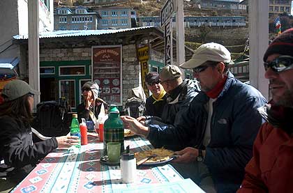 Team enjoying the views from Tengboche