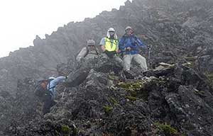The team scrambling their way up the first Mountain, Imbabura