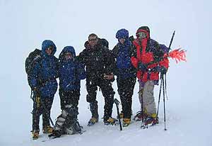 BAI team near the summit in blinding snowstorm