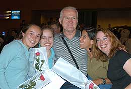 At Moscow station, Charles presented all the women on the climb with flowers