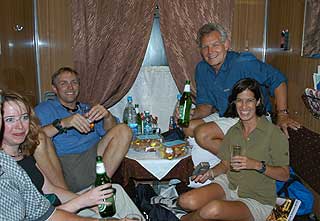 Part of our group celebrates the departure for Moscow on the midnight train