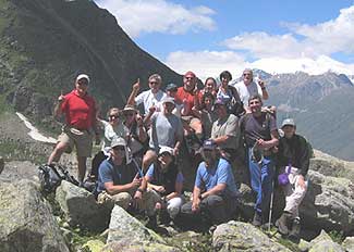 Our group takes a breather on our first Caucasus hike