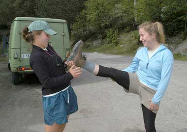 Stretching it out before our hike