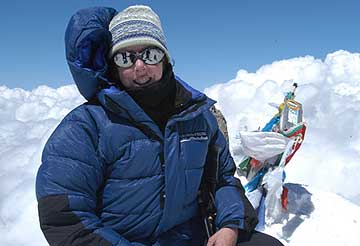 Anita McMullin on the summit of Elbrus.
