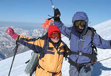 Karina and Dana starting down on Elbrus.