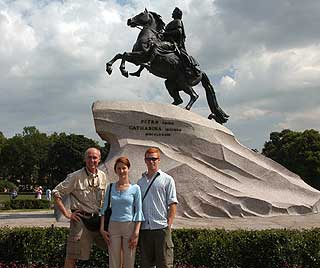 Steve, Lina, and Mike at the "Bronze Horseman"