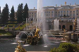 The famous fountains at the Peterhoff Palace also known as the Summer Palace