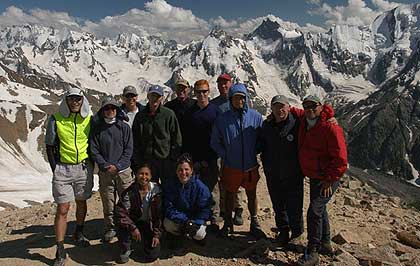 The Berg Adventures Elbrus team at the top of the pass