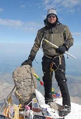 James greets the world from the top of Elbrus!