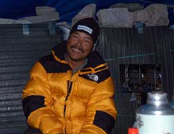 Ang Temba, our expedition Sirdar, in the dining tent