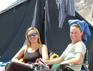 A warm morning at Base Camp on Sept 26 allowed Leila and Maegan to wash their hair.