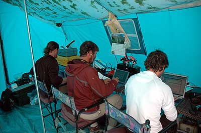 The communications tent or ‘Internet Café’