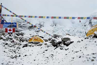 Lots of snow at Base Camp today