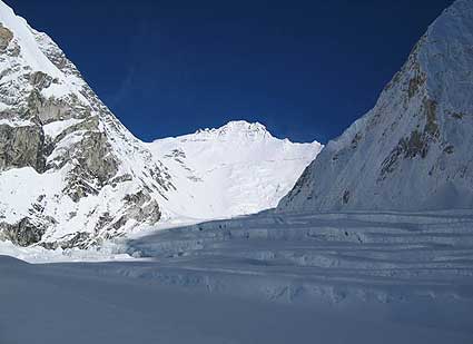 Looking up the Western Cwm toward the Lhotse Face