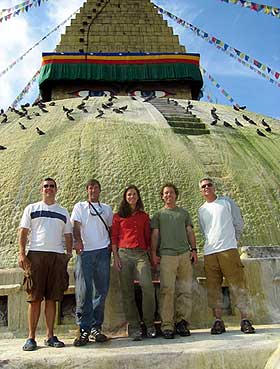 Sean, Dave, Kit, Rob and Michael at the Bodnath Temple